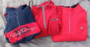 Vtg Big Dogs Fleece 1/4 Zip Pullover Sweater Lot of 3 Mens 2X 3X Red Navy Warm